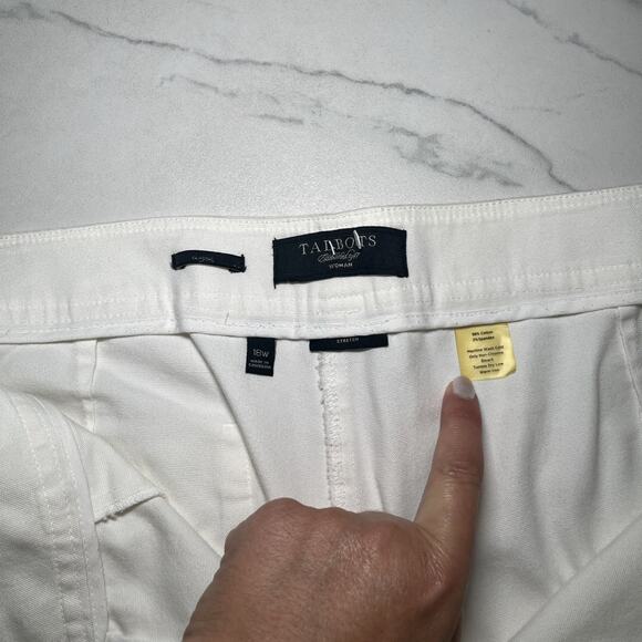 Talbots Classic Fit Straight Crop Leg Cotton White Pants 18W High Rise Stretch - Picture 3 of 9